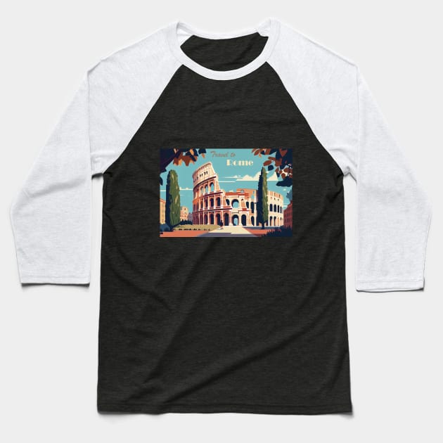 Coliseum, Rome, Italy Baseball T-Shirt by GreenMary Design